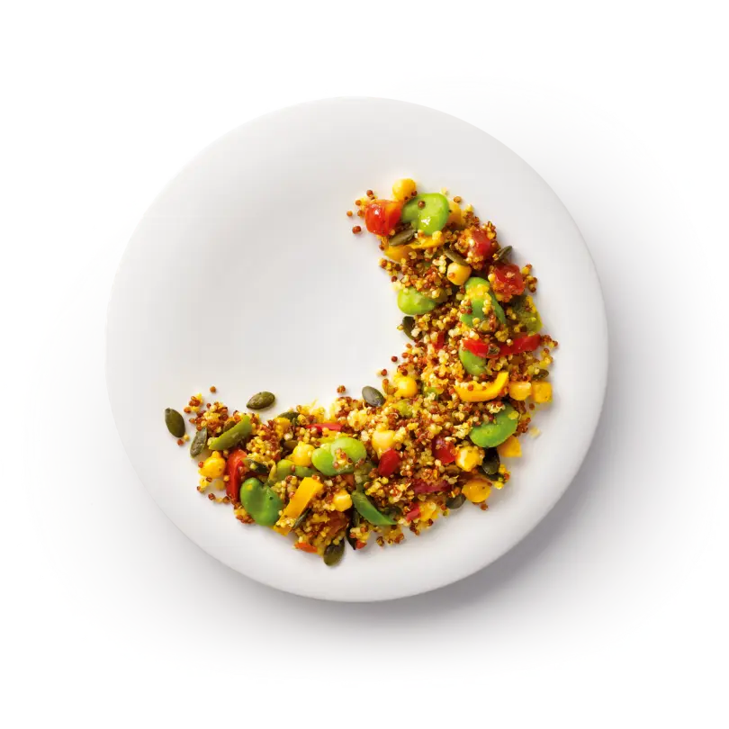 Salade de quinoa rouge, curry/legumes 1,25kg - Congelé