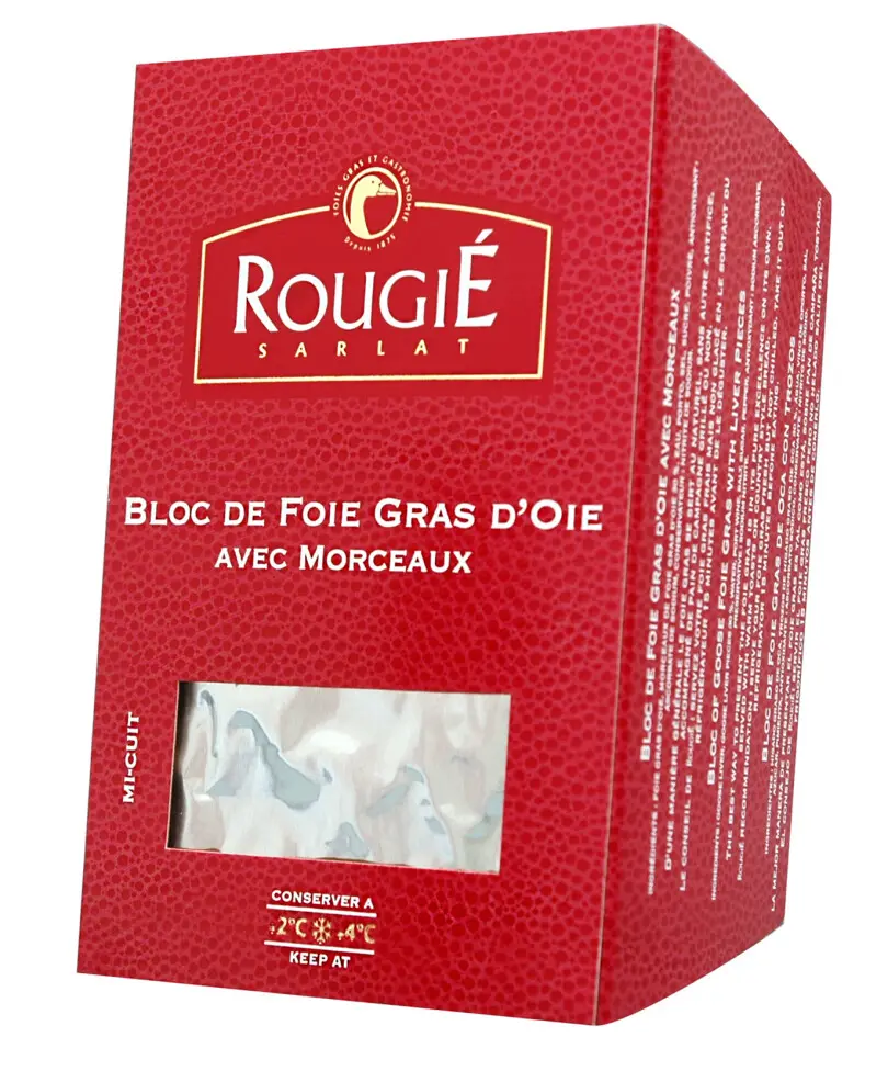Bloc foie d'oie 500gr 30%morceaux ROUGIE