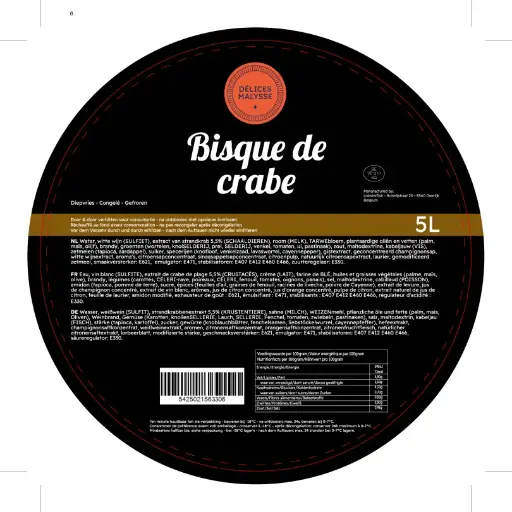 Soupe (Bisque) de crabe - 5L SURGELÉ