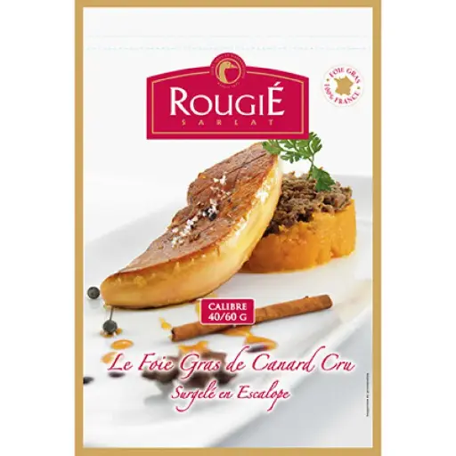 Escalopes surgelées - Foie Gras de canard cru 25/40g-30pc ROUGIÉ - Surgelé (Prix affiché au kilo) 